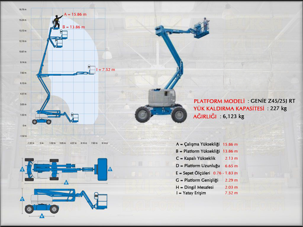 16 Metre Dizel Eklemli Manlift Platform