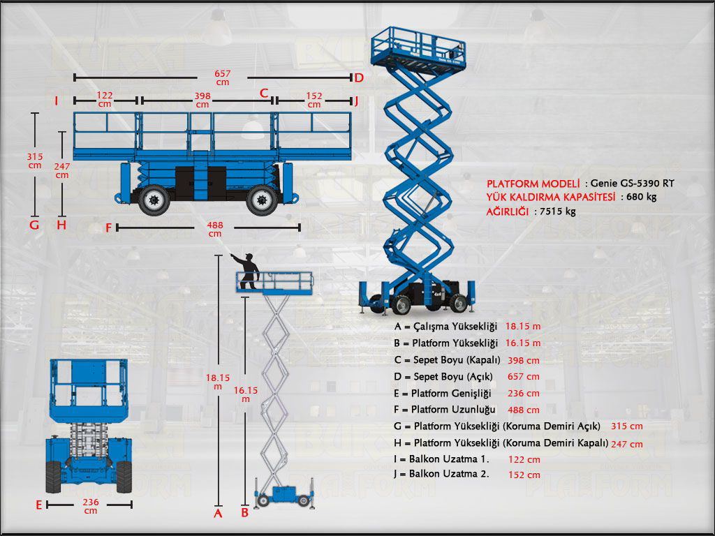 18 Metre Dizel Makasl Manlift Platform